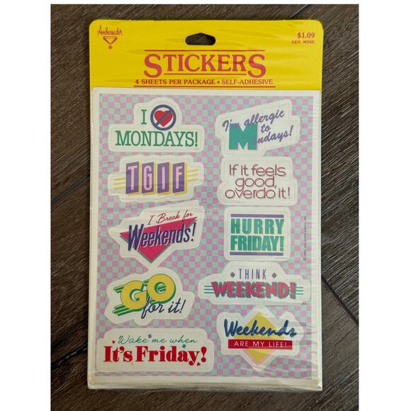 Vintage 1984 Hallmark WEEKEND Stickers 4 Sheets Self Adhesive NOS Teacher School - Picture 1 of 5